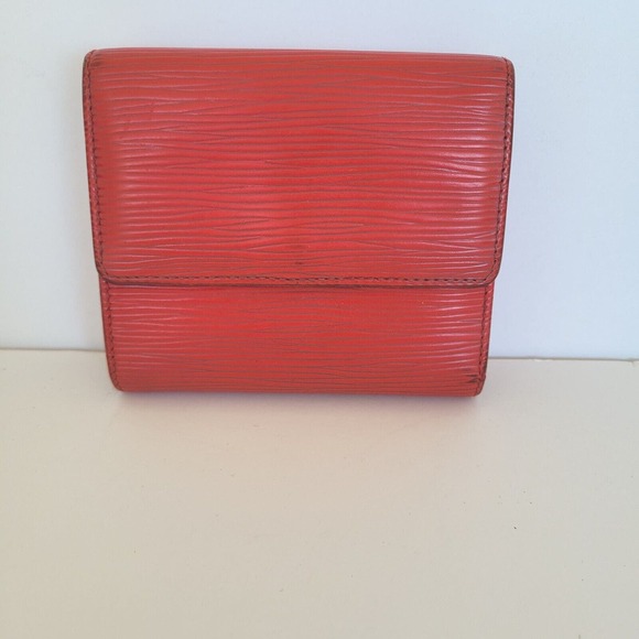Louis Vuitton Vintage 1995 Epi Leather Wallet Red Medium Trifold Elise Retro - Picture 2 of 15